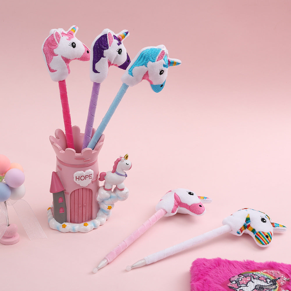Wholesale Plastic Unicorn Cartoon Plush Ballpoint Pen